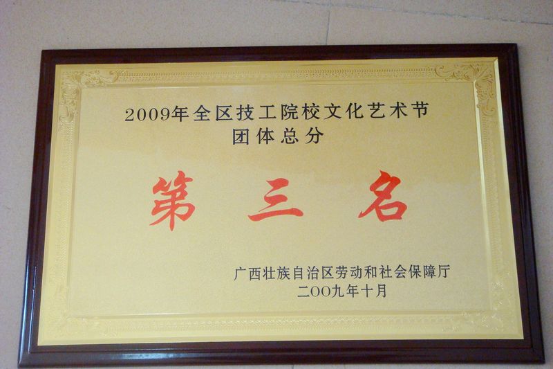 荣获2009年全区技工院校文化艺术节团体总分第三名